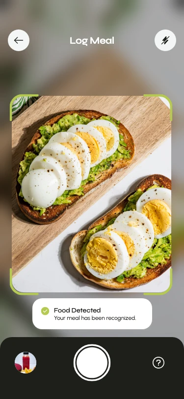 4Health camera recognizing avocado toast with eggs from a food photo